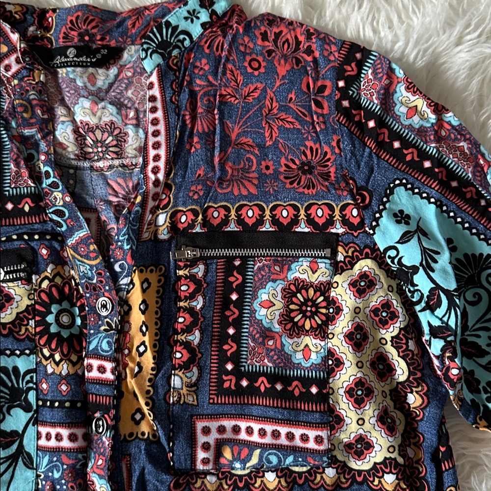 Alexander’s Colecction Colorful Patchwork Button-… - image 2